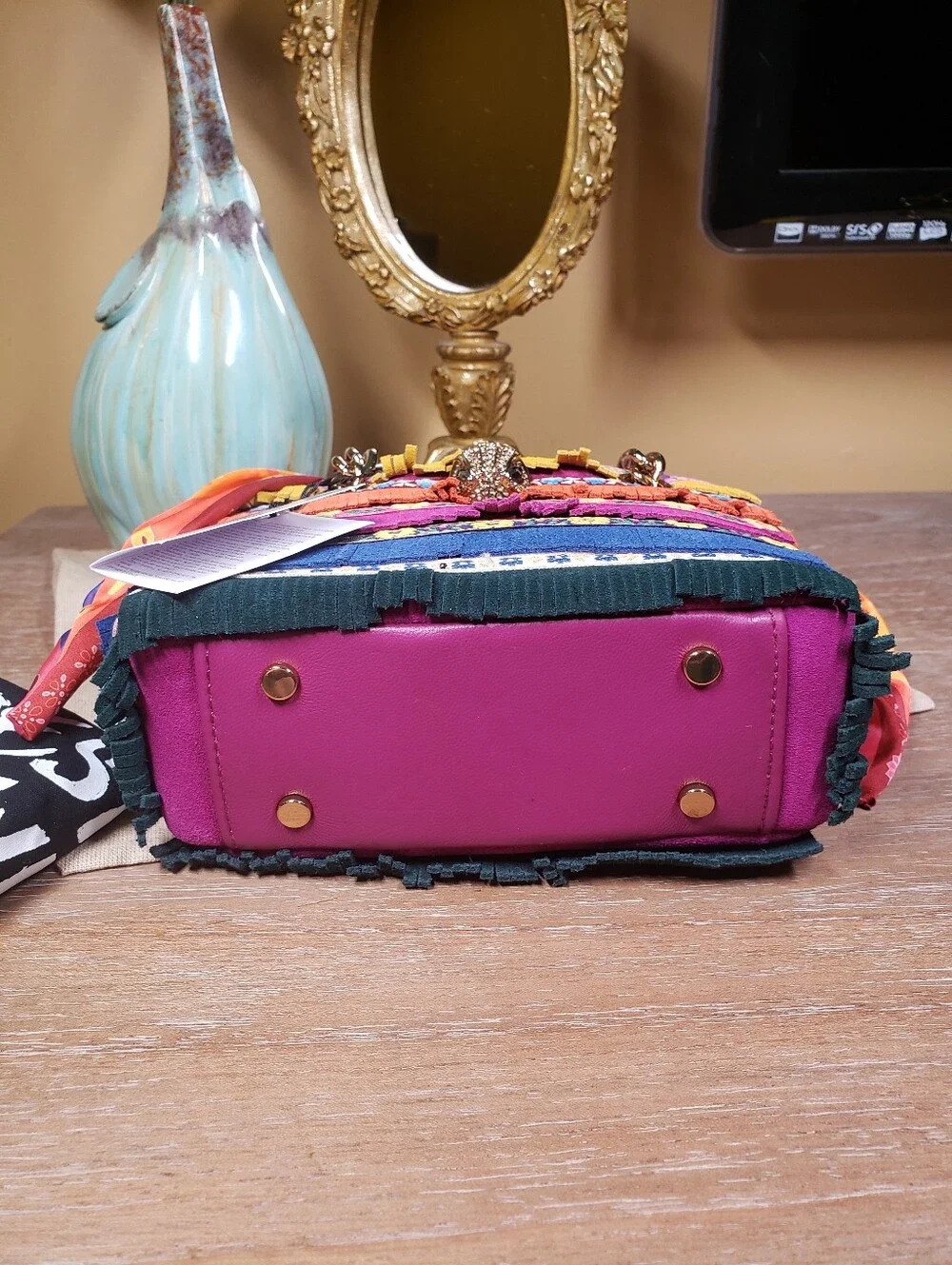 Kurt Geiger Multicolor Top-Handle Satchel w/ Scarf & Crossbody NWT!